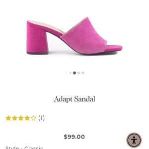 Seychelles Adapt Mule sandal block heel mule in suede fuchsia pink.
